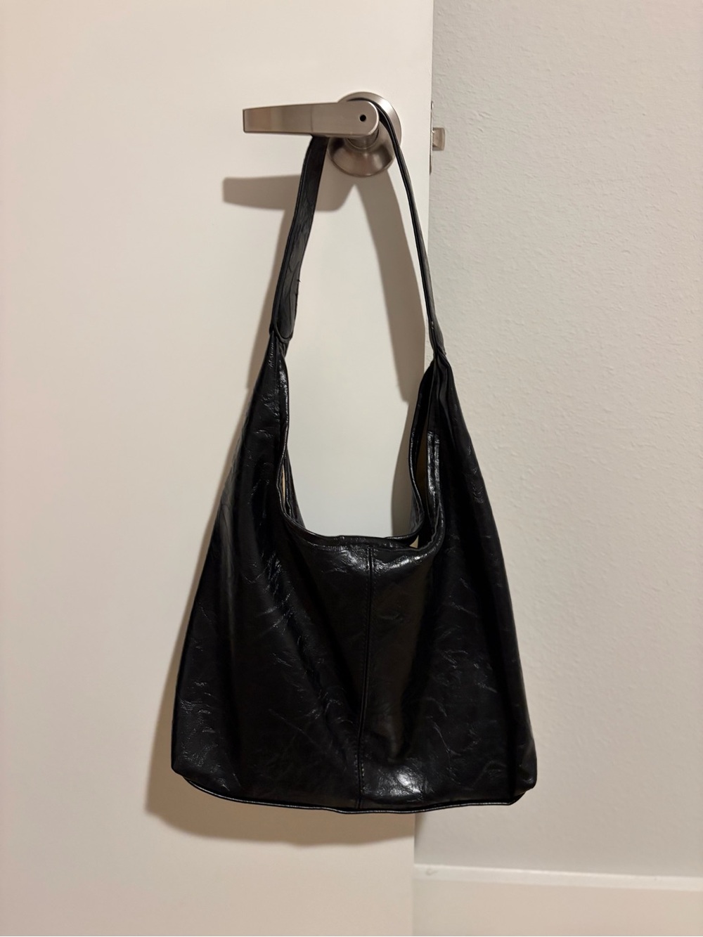 Black Fuax Leather Hobo Bag